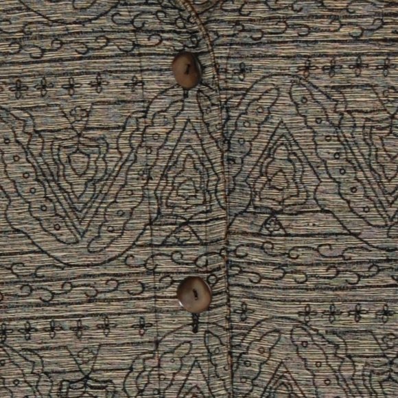 CHICOS DESIGN 100% Silk Black/Grey Patterned Jacket Size 1 - Picture 2 of 6